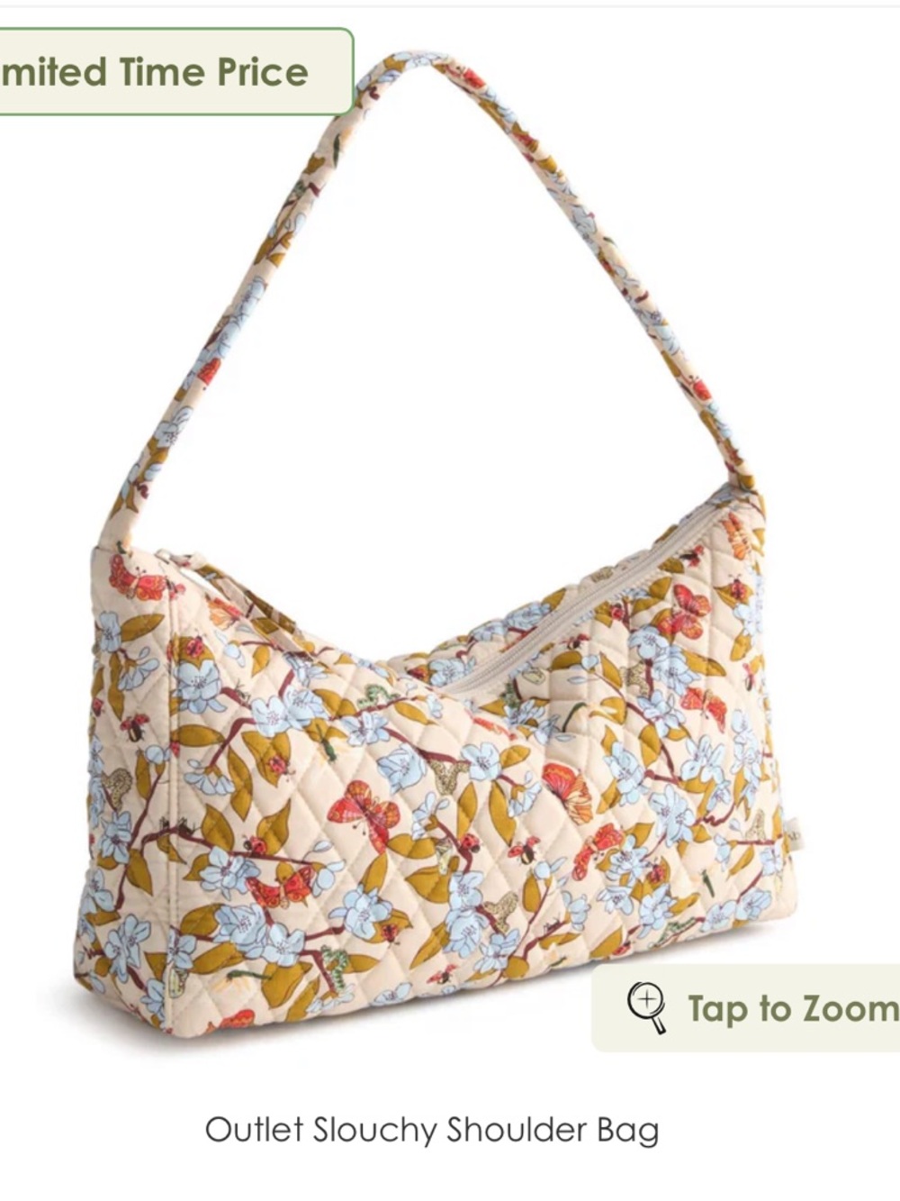 New Vera Bradley Slouchy Shoulder Bag in Cotton and pattern abuzz